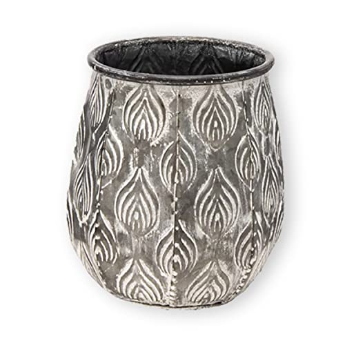 colourliving Übertopf Pflanztopf Cauldron Serie Pflanzgefäß aus Zink Rund Blumentopf Metall Blumenpott (19, grau)
