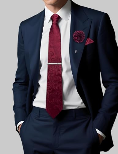 Image of DiBanGu Silk Zipper Ties for Men, Formal Pre-tied Necktie | Adjustable Tie,6PCS,Various Design Styles,Jacquard Woven,Skin-friendly,Practical Gift,Great for Wedding Party,Business Formal