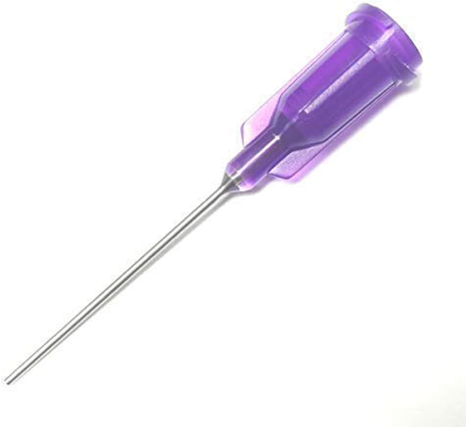 21 Ga 1 Inch Blunt Tip Dispensing Needle with Luer Lock, Precision Applicator (Purple,50 PCS)