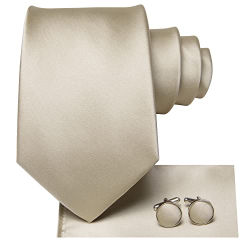 Image of Hi-Tie Silk Ties for Men Plaid Paisley Striped Necktie Pocket Square Cufflinks Set Formal Business