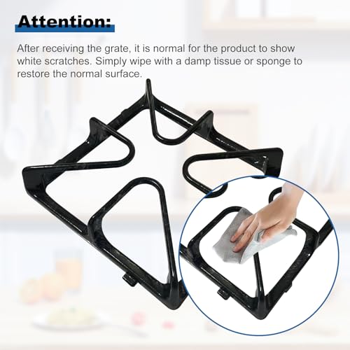 Upgraded WB31K10034 Stove Burner Grate Replacement Parts for GE, Comes with Grate Rubber Feets Compatible with GE Gas Range Stove, 8.5\"×8.5\" GE Stove Surface Top Porcelain Cast Iron Grate - 4 Pcs