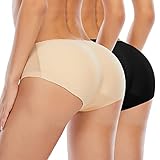 Werena Butt Lifter Panties for Women Padded Underwear Seamless Booty Pads Enhancer Shapewear Butt Lifting Panty (#2 Black+Nude,Small)