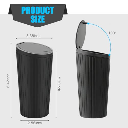Image of 1 PC Car Trash Can with Lid, 6.4 inch x 2.5 inch Leak-Proof Sealed Isolation Odor Storage Bin for Cup Holders, Flip Lid One-Handed Operation Multi-Function Organizer, Universal for Cars Home (Black)