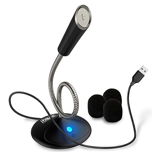 ZekPro USB Computer Microphone [Plug & Play] for Podcast Vocal Voice Studio Recording - 5ft -Mic Gaming PC YouTube Skype Desktop Laptop Omnidirectional Condenser Mute Button with LED [w/Travel Bag]