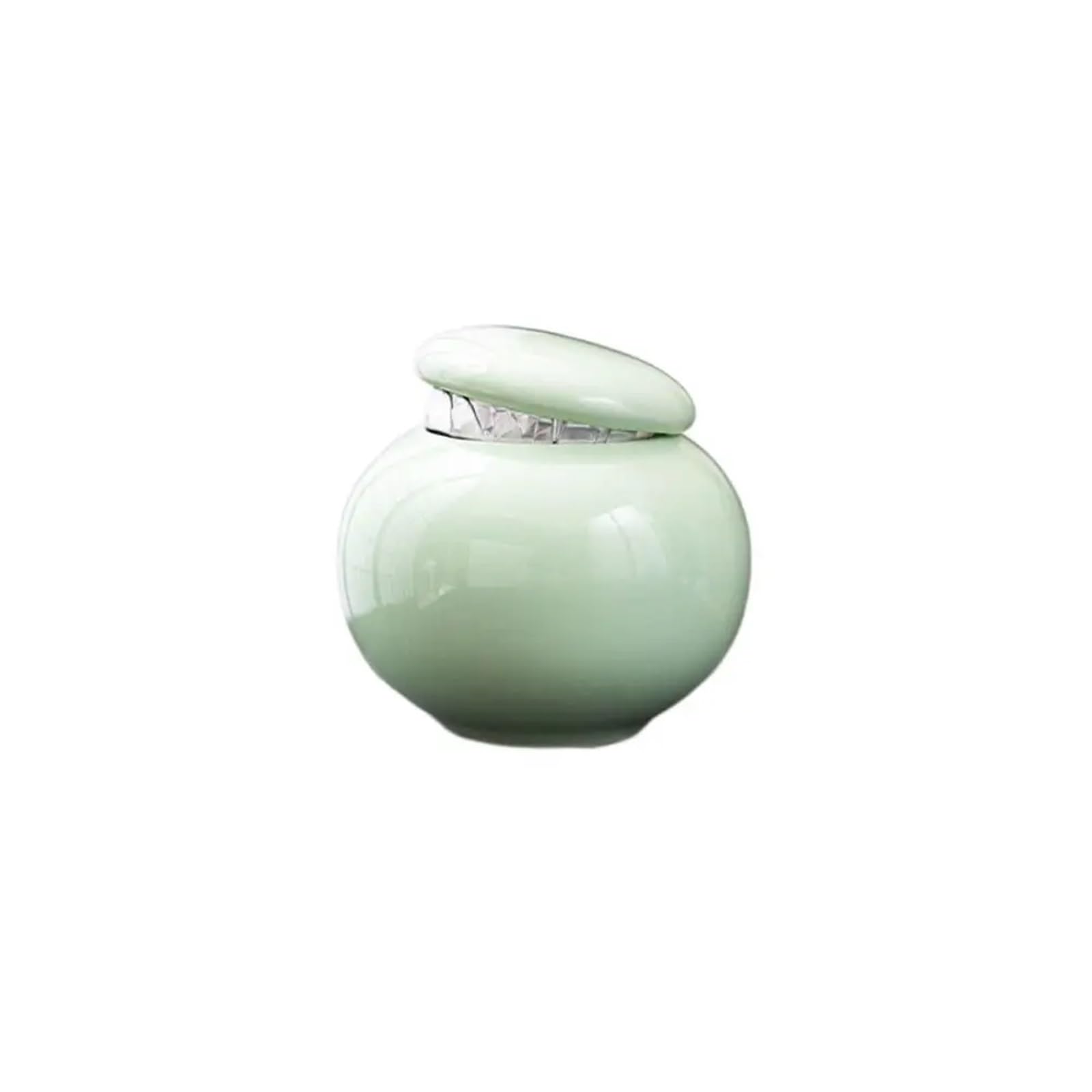 AYWTIUN tea storage jars Sub-bottling Color Glaze Ceramic Jars Portable Empty Sealed Tea Storage Jar Mini Box Cosmetic(Light Green-Round)