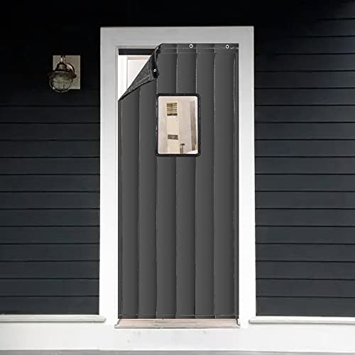 ZJIEX Cortina De Puerta, Cortinas Termicas Aislantes Frio Y Calor, Termicas Aislantes Puerta Cortinas Oxford Engrosada, Insonorizante Impermeable (Color : Dark, Size : 32x82in/80x210cm+Window) Cover
