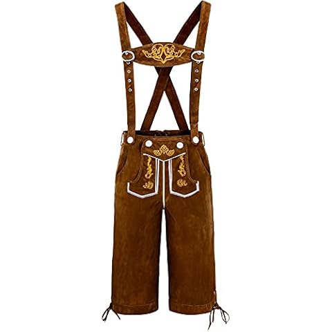 COSAVOROCK Mens Lederhosen Bavarian Oktoberfest Outfit Costume Dark Brown L Cover