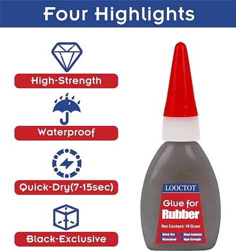 Looctot L01 Black Rubber Glue,Super Instant Glue Bonding Between Rubber And Rubber,Rubber And Other Materials;Instant Cement thumb #3