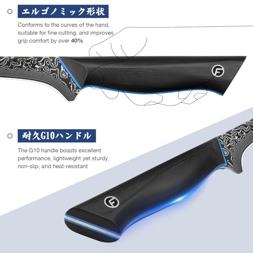 Image of 7 Inch Fillet Knife, Ultra Sharpe Meat Boning Knife in 67-Layer Japanese Damascus Steel, Professional Fish Knives with Ergonomic G10 Handle for Slicing and Skinning
