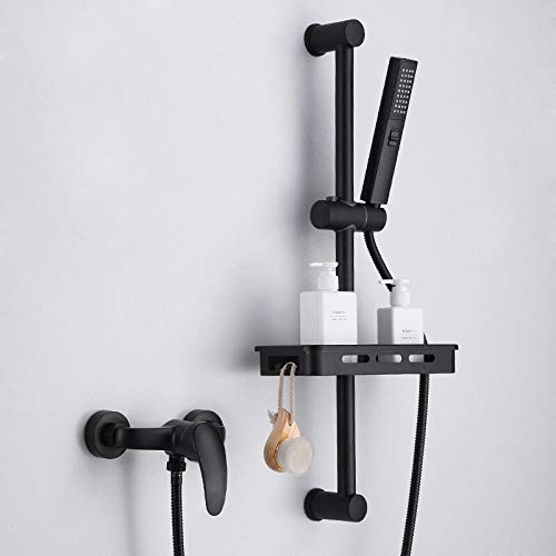 Grue de douche noire avec mélangeur eau chaude et froide en laiton de baignoire