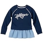 Tommy Hilfiger Big Girls' Th85 Mixed Media Top, Flag Blue, 16