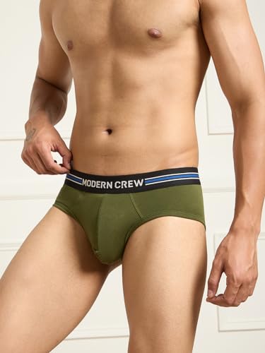 Image of Modern Crew CoolSense Cotton Briefs for Men| Super Combed Cotton with Stretch, Stay 3 Degrees Cool & Fresh, Anti-Bacterial| Microfiber Waistband