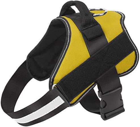 Bolux Dog Harness, No-Pull Reflective Dog Vest, Breathable Adjustable Pet Harness with Handle for Outdoor Walking - No More Pulling, Tugging or Choking (Yellow, L)