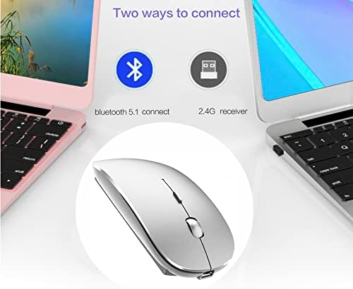 Bluetooth Wireless Mouse for Laptop mac MacBook ipad MacBook air MacBook pro pc Desktop Computer Windows Chromebook Notebook (Silver) - 1