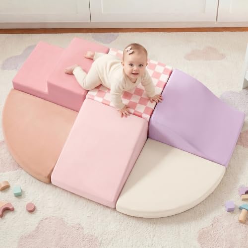 Image of Tiny Land Soft Foam Climbing Blocks for Toddlers, 6-Piece Foam Blocks