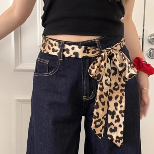 1Pc Retro Leopard Print Long Waistband, Women's Fashionable Versatile Belt, Scarf Dual-use Accessory