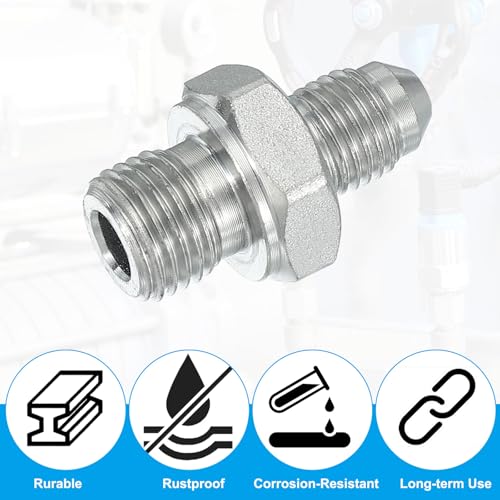 Image of PATIKIL Hex Reducing Nipple Connectors Pipe Adapter 7 /16 inch Male 37 Flare JIC x 1 /4 inch g Male, Pipe Fitting Reducer Nipple Adapter Plated Steel Hydraulic Fitting