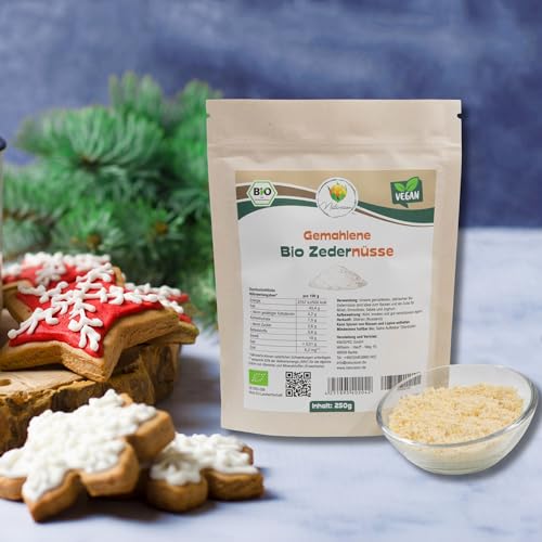 Naturezon Sibirische Bio Zedernüsse 250g - Zedernusspulver/Zedernussmehl - eiweißreich - ballaststoffreich, vegan, glutenfrei - ohne Zusatzstoffe