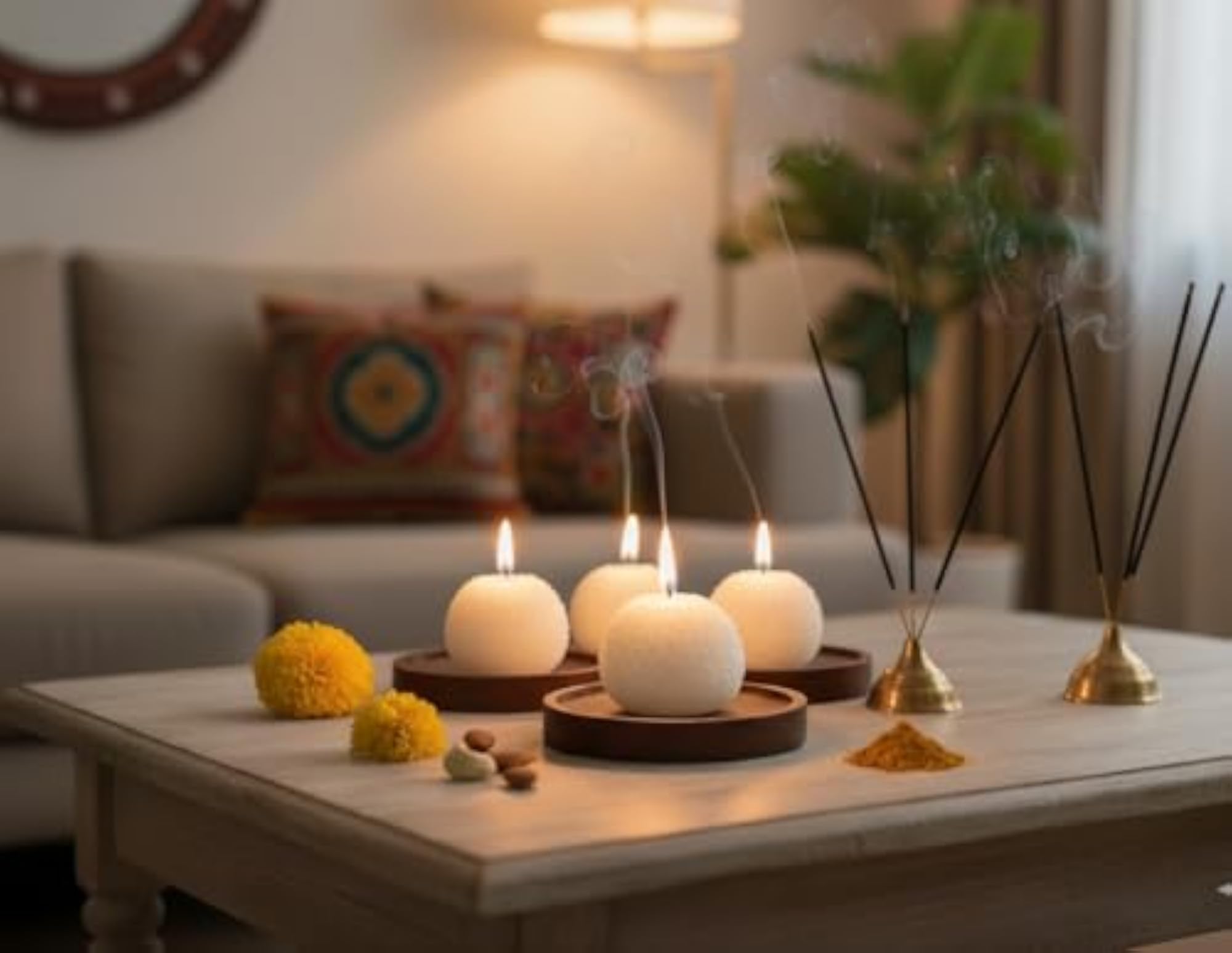 Traditional Motichur-Shaped Decorative Candle, Set of 7
