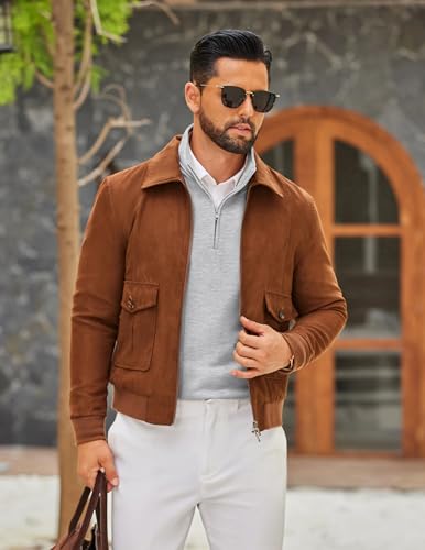 COOFANDY Men's Quarter Zip Pullover Mock Neck Quilted Sweatshirt Lightweight Slim Fit Casual Long Sleeve Polo Shirt4