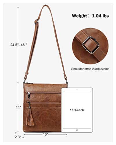 Image of MASINTOR Crossbody Purses for Women, Multi Pocket Casual Crossbody Bag, Adjustable Strap Shoulder Bag with Tassel