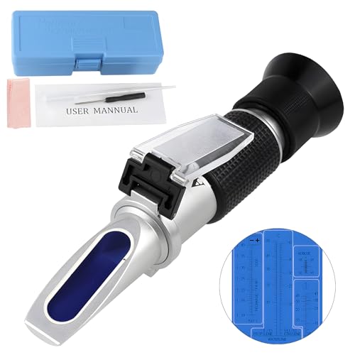 4-in-1 Antifreeze Refractometer Ethylene & Propylene Glycol Coolant Tester Hand Refractometer for Battery Acidand and Windshield Washer Fluid