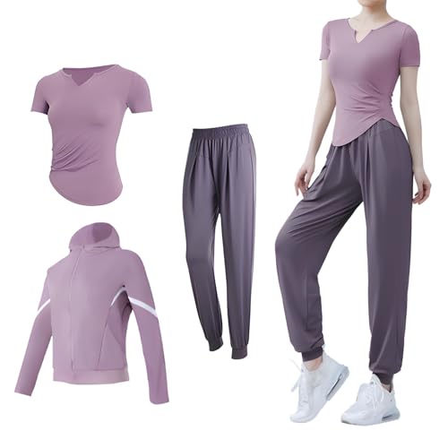 Ensemble d'entraînement 3 pièces femme avec veste zippée, t-shirt col V et pantalon XXL