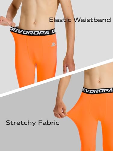 Image of DEVOROPA Boys Leggings Youth Compression Pants Sports Tights Basketball Football Baseball Soccer Baselayer Slim /Regular /Husky