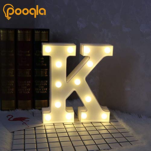 Pooqla Led Marquee Letter Lights Sign, Light Up Alphabet Letter For Home Party Wedding Decoration K #TOP3