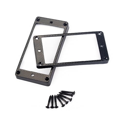 Hoement 2個エレキギター用メタル製ハムバッカーピックアップフレーム ブラック フラットベース取付リング 高耐久ギターアクセサリー