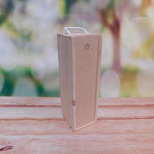 Plain New Wooden Wine Box Mothers Day Christmas Carrier/Wine Box/Container with Sliding Lid and Rope- 1 bottle