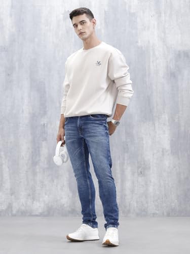 Image of WROGN Men's Cotton Blend Jeans | Solid | Slim Fit