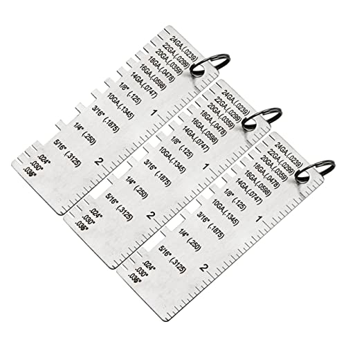 Ciieeo 3 piezas de calibradores de espesor metálico para soldadura, herramientas de medición precisas para láminas y alambres metálicos, diseño portátil con soporte para llavero miniatura 1