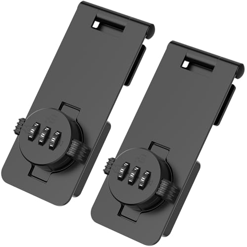 Keyless Cabinet Lock with Combination, Locker Code Lock with 3-Digit Combination, Security Door Lock for Drawers, Lockers, Bifold Doors, Small Doors, Closets, Refrigerators (Black-2pcs)