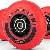AOWESM Inline Skate Wheels 80mm 76mm 72mm 85a Outdoor Indoor Black Blue Red Roller Hockey Blades Replacement Wheels w/Bearings ABEC-9 and Floating Spacers (4-Pack) (Red, 80mm)