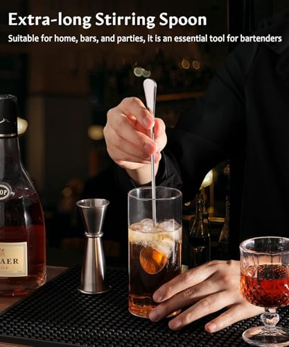 Kucensi Stainless Steel Long Handle Iced Tea Spoons, Stirring Spoon, Ice Cream Spoon, 8.78-Inch/22.3CM Long Teaspoons for Stirring Coffee, Mixing Cocktail, Mixing Milk Tea, Silver Spoons Set of 4