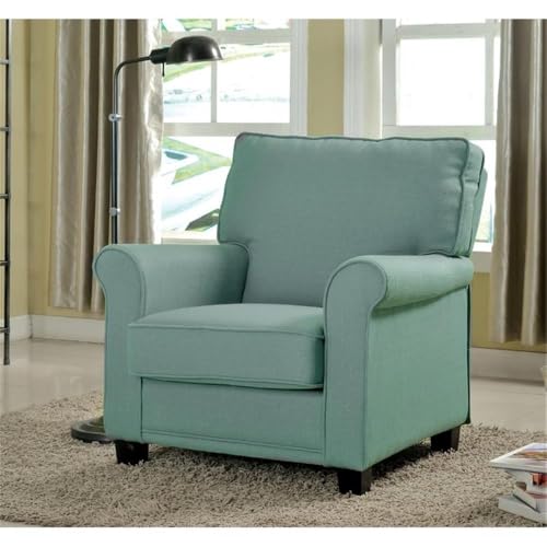 Sillón con estructura de madera y tapizado azul miniatura 2