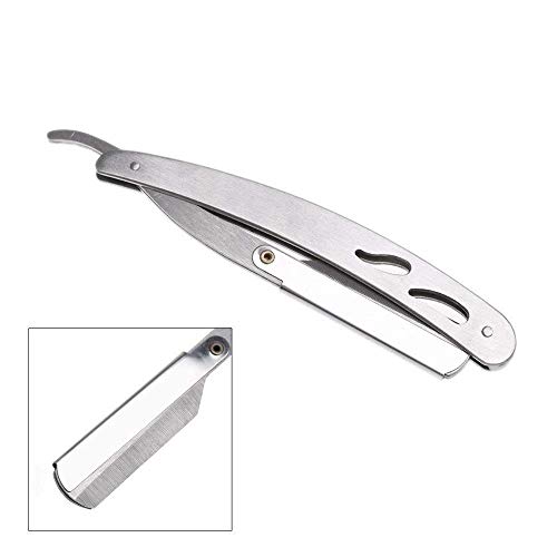 Image of Faigy Stainless Steel Straight Edge Barber Folding Hair Salon Shaving Razor Ustra for Men (Pack of 1, Silver)