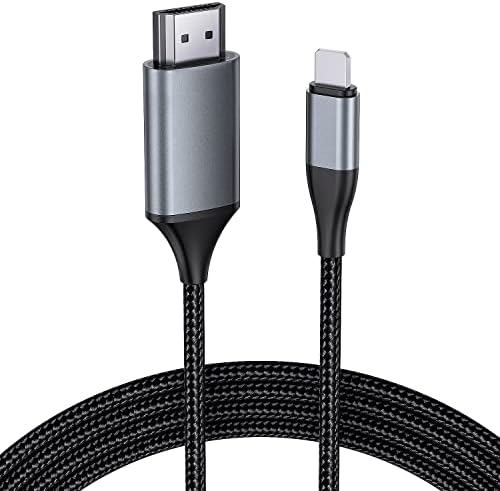 [Wersja o długości 4 metrów] Kabel HDMI do iPhone'a, ulepszony adapter kabla HDMI 1080P HDTV, cyfrowy konwerter do synchronizacji wideo AV kompatybilny z urządzeniami iPhone/i-Pad, bez potrzeby zasilania, czarny