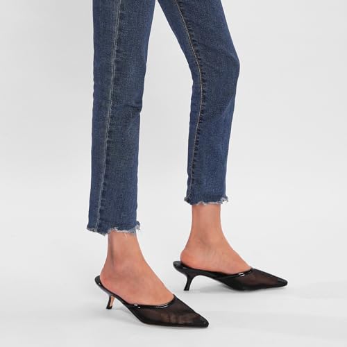 Women Kitten Heels Mules Closed Pointed Toe Slip on Backless Stiletto Slingback Heels Wedding Dress Pumps Shoes