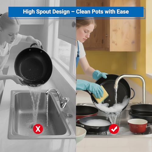 Kaltwasserhahn - Wasserhahn nur für Kaltwasser, 304 Edelstahl, 360° Drehbar mit Einhebelmischer, Geeignet für Spüle, Küche oder Hauswirtschaftsraum（Geeignet für Durchmesser 2.1-4.0cm）