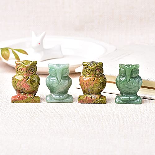 1 Pc Pierre Naturelle Sculpté Hibou Animal Ornements Aventurine Cristal Quartz Pierre Artisanat À La Main Figurine Décoration de La Maison Cover