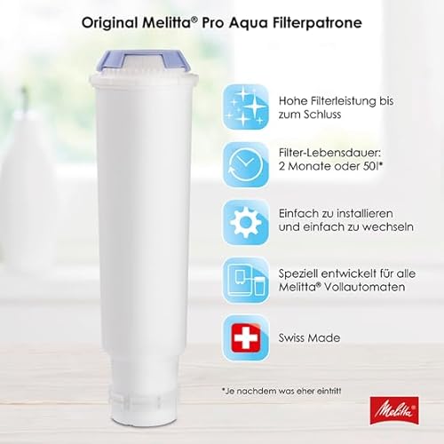 Melitta Filterpatronen Pro Aqua (3 Patronen) – Kalkfilter für Kaffeevollautomaten, verhindern Kalkablagerungen & reduzieren Schadstoffe für den besten Kaffeegeschmack