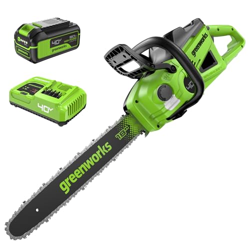 Image of Greenworks 40V 18 inch Brushless Cordless Chainsaw, 5.0Ah Battery and Charger Included