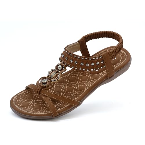 Women Sandals Comfortable Bohemian Flats Walking Strap Elastic Slip On Casual Beach Sandal Shoes for Summer2