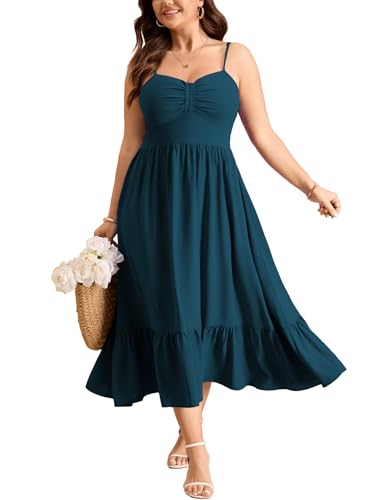 SCOMCHIC Women's Plus Size Summer Dresses Spaghetti Strap Sleevel...