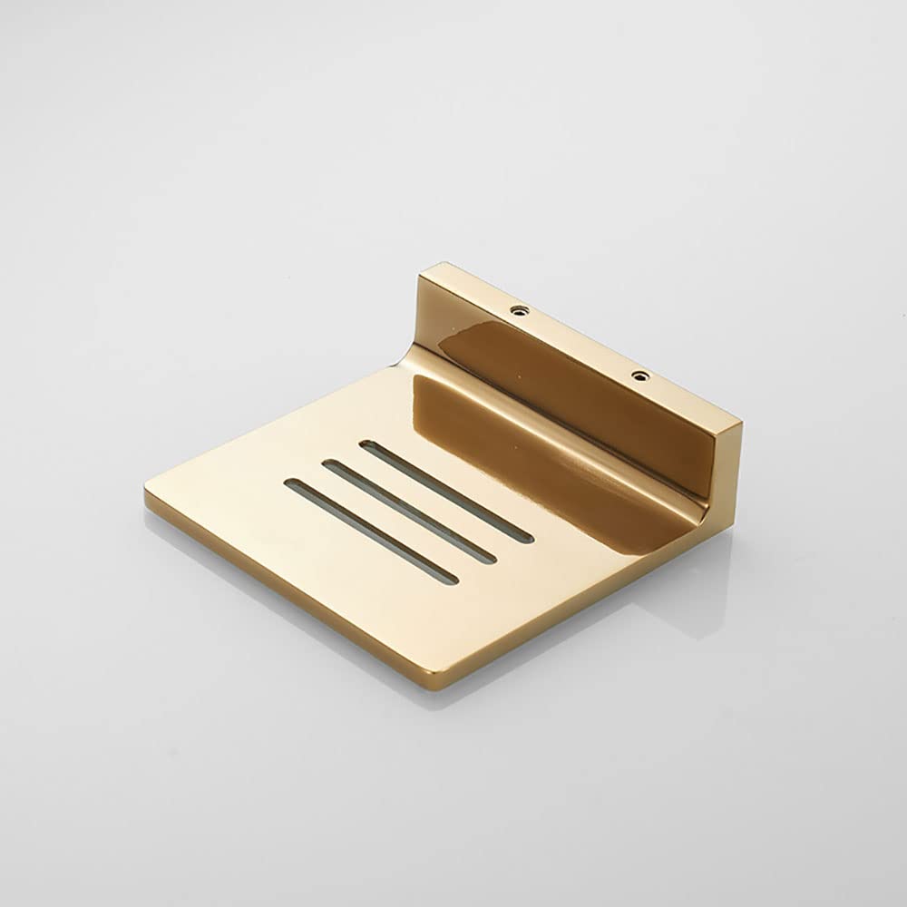 jabonera de Pared， Jabonera de Cobre Moderna y Minimalista, Bandeja Protectora for Esponja de Pared.(Gold)