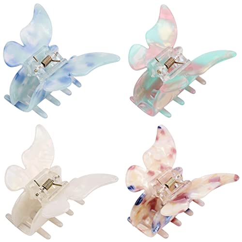 CHANACO Butterfly Hair Clips and Claw Clips - 4PCS Small Clips for Thick, Thin Hair and Women