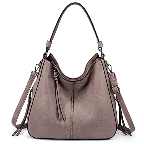 Image of Realer Hobo Crossbody Bags for Women Designer Faux Leather Hobo Handbags Retro Large Size Shoulder Bag Bucket Purse
