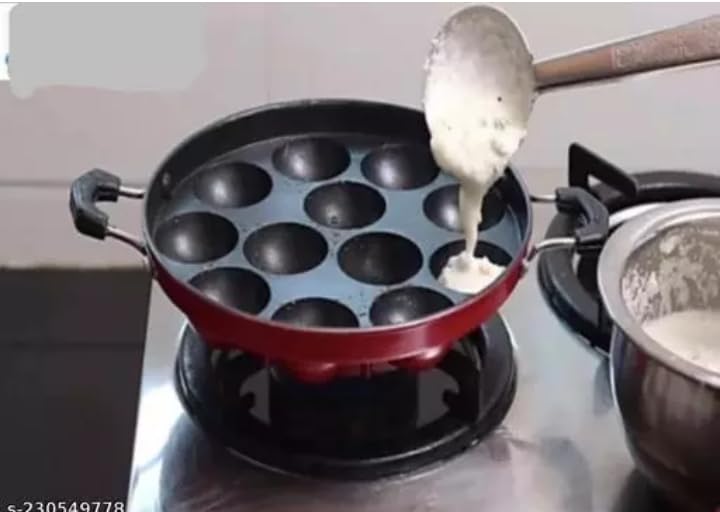 Non Stick 12Cavities Appam Patra with Lid and Side Handle/AppamPan/AppamMaker/Pancake/idali Maker/idliPankadai/litti Maker/Pancake/Paniarakkal 1L Capacity 23cm Diameter(Aluminium, Non-Stick) (B0CXDBR7G9) Amazon Price History, Amazon Price Tracker